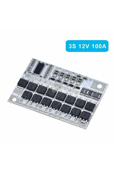 3S 100A 12.6V Balanslı Lityum Batarya BMS (Beyaz PCB)