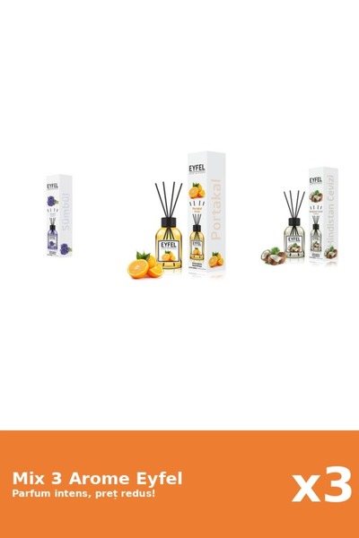 Eyfel Set 3 Mix Eyfel: 1x Nuca De Cocos, 1x Portocala, 1x Zambile