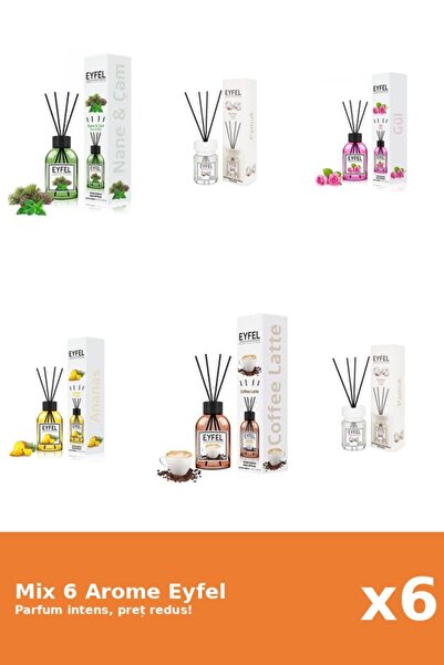 Eyfel Set 6 Mix Eyfel: 1x Ananas, 2x Bumbac, 1x Cafea, 1x Pin Si Menta, 1x Tr...