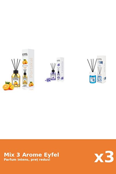 Eyfel Set of 3 Mix Eyfel: 1x Cool Water, 1x Lavender, 1x Orange