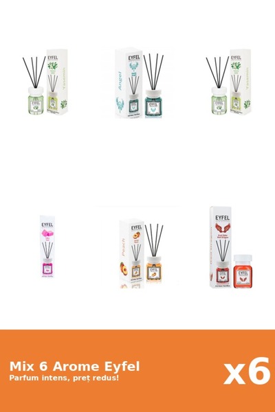 Eyfel Set 6 Mix Eyfel: 1x Angel, 1x Bubble Gum, 2x Iasomie, 1x Piersica, 1x R...