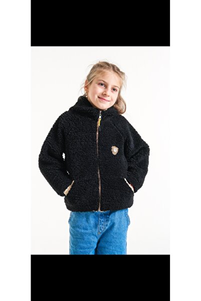Miniro Kids SİYAH KAPSONLU PELUŞ MONT