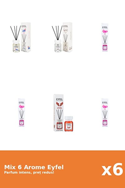 Eyfel Set 6 Mix Eyfel: 3x Bubble Gum, 1x Bumbac, 1x Orhidee, 1x Red Dragon