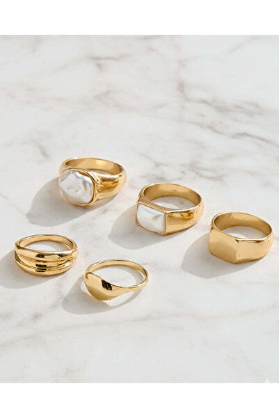 REDTAG Women Gold Ring Set (5 Piece)