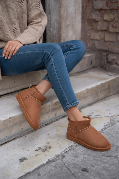 FEMME FATALE Tan Suede Women's Boots - Wool Inside, Comfortable Sole