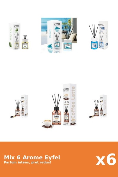 Eyfel Set 6 Mix Eyfel: 1x Cafea, 1x Cool Water, 1x Lacramioare, 1x Ocean, 2x ...