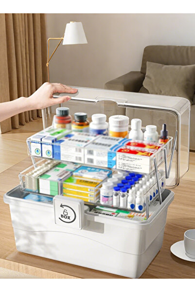 Generic صندوق تخزين متعدد الطبقات، صندوق أدوية، صندوق تخزين منزلي محمول، صندو...