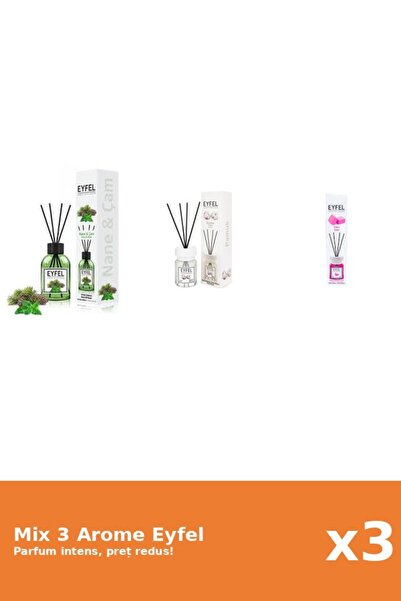 Eyfel Set 3 Mix Eyfel: 1x Bubble Gum, 1x Bumbac, 1x Pin Si Menta