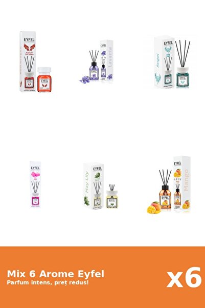 Eyfel Set 6 Mix Eyfel: 1x Angel, 1x Bubble Gum, 1x Lacramioare, 1x Lavanda, 1...