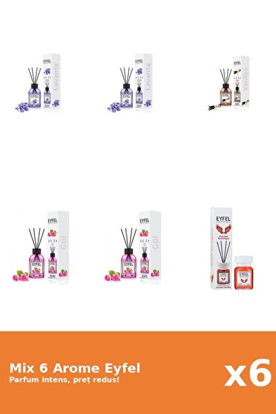 Eyfel Set 6 Mix Eyfel: 2x Lavanda, 1x Red Dragon, 2x Trandafir, 1x Vanilie