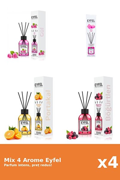 Eyfel Set 4 Mix Eyfel: 1x Bubble Gum, 1x Fructe De Padure, 1x Portocala, 1x T...