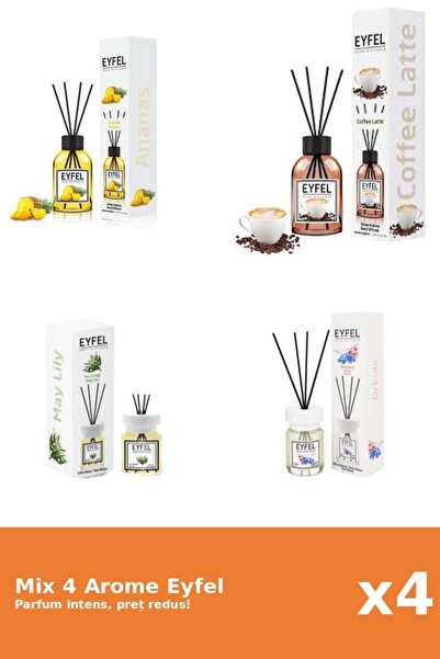 Eyfel Set 4 Mix Eyfel: 1x Ananas, 1x Cafea, 1x Lacramioare, 1x Orhidee