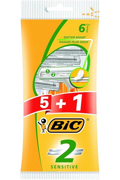 Bic 2 Blade Sensitive Disposable Razors, Pack of 6