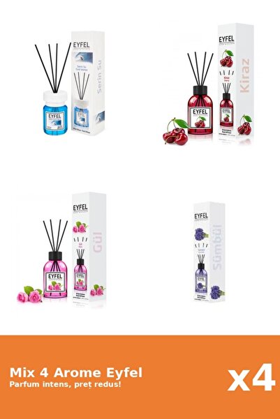 Eyfel Set 4 Mix Eyfel: 1x Cirese, 1x Cool Water, 1x Trandafir, 1x Zambile