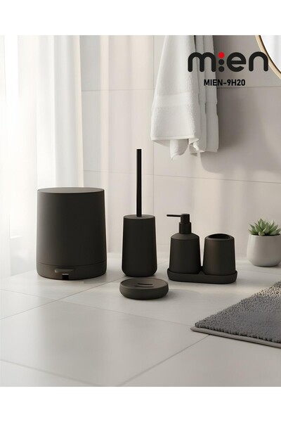 MİEN Round Black 5 Piece Bathroom Set
