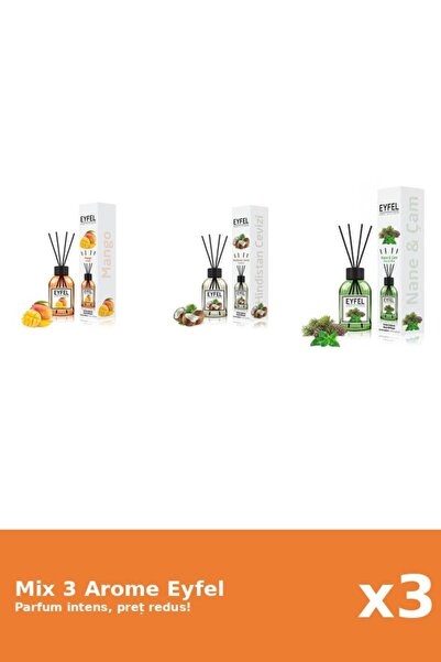 Eyfel Set 3 Mix Eyfel: 1x Mango, 1x Nuca De Cocos, 1x Pin Si Menta