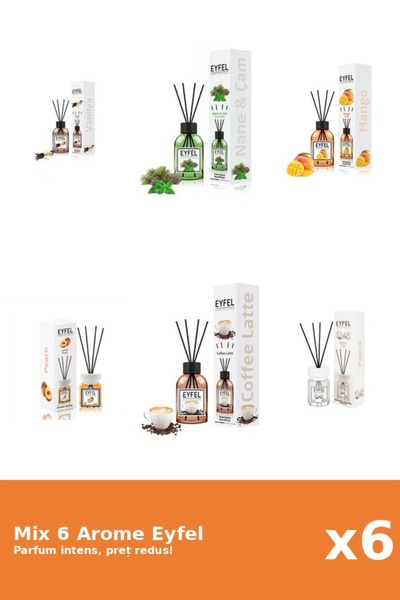 Eyfel Set 6 Mix Eyfel: 1x Bumbac, 1x Cafea, 1x Mango, 1x Piersica, 1x Pin Si ...