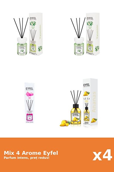 Eyfel Set 4 Mix Eyfel: 1x Ananas, 1x Bubble Gum, 2x Iasomie