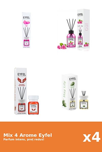 Eyfel Set 4 Mix Eyfel: 1x Bubble Gum, 1x Lacramioare, 1x Red Dragon, 1x Trand...
