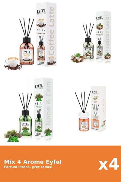 Eyfel Set 4 Mix Eyfel: 1x Acacia, 1x Cafea, 1x Nuca De Cocos, 1x Pin Si Menta