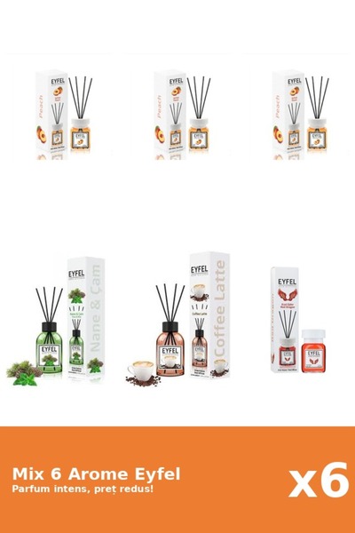 Eyfel Set 6 Mix Eyfel: 1x Cafea, 3x Piersica, 1x Pin Si Menta, 1x Red Dragon