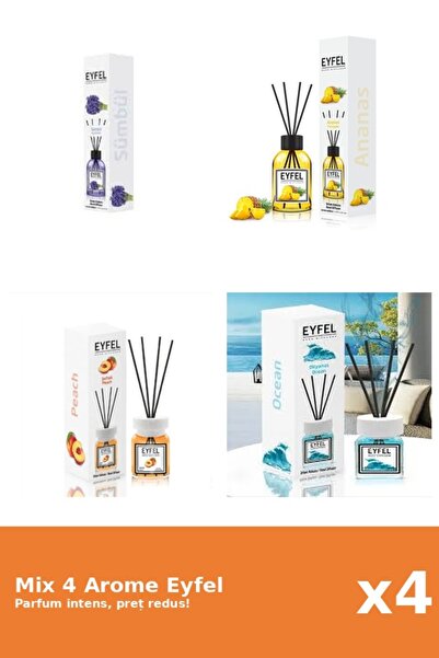 Eyfel Set 4 Mix Eyfel: 1x Ananas, 1x Ocean, 1x Piersica, 1x Zambile