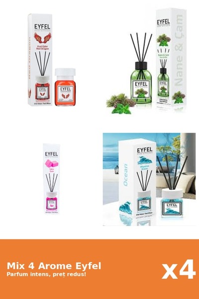 Eyfel Set 4 Mix Eyfel: 1x Bubble Gum, 1x Ocean, 1x Pin Si Menta, 1x Red Dragon