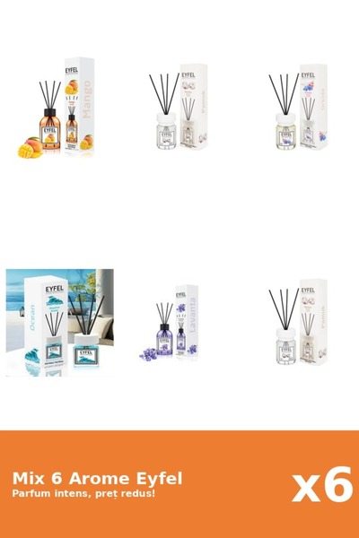 Eyfel Set 6 Mix Eyfel: 2x Bumbac, 1x Lavanda, 1x Mango, 1x Ocean, 1x Orhidee