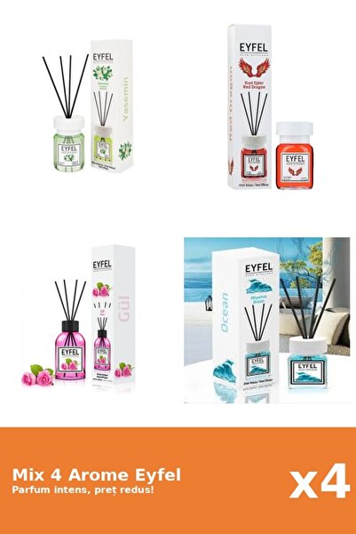 Eyfel Set 4 Mix Eyfel: 1x Iasomie, 1x Ocean, 1x Red Dragon, 1x Trandafir
