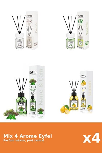 Eyfel Set 4 Mix Eyfel: 1x Bumbac, 1x Iasomie, 1x Lamaie, 1x Pin Si Menta