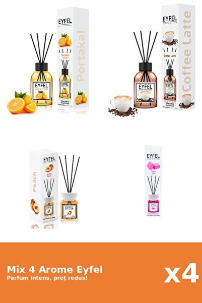 Eyfel Set 4 Mix Eyfel: 1x Bubble Gum, 1x Cafea, 1x Piersica, 1x Portocala
