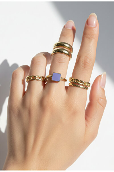 Ervalina مجموعة من 8 خواتم مينا وخواتم مفصلية