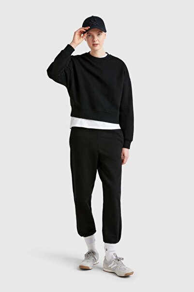 United Colors of Benetton Black Women's / Girls' 100% Cotton Cuffed Elastic W...