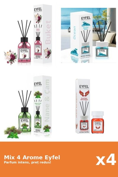 Eyfel Set 4 Mix Eyfel: 1x Bouquet, 1x Ocean, 1x Pin Si Menta, 1x Red Dragon