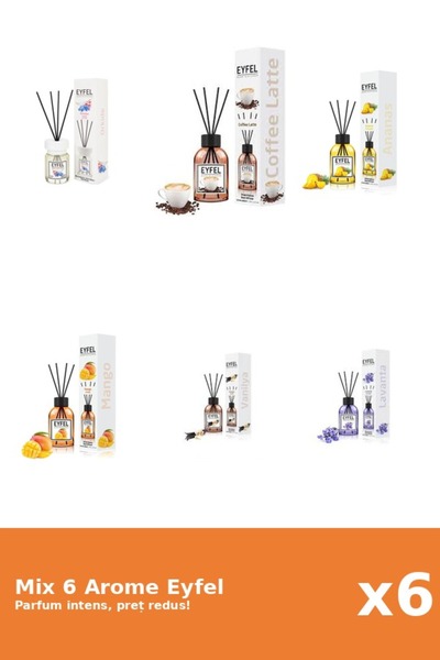 Eyfel Set 6 Mix Eyfel: 1x Ananas, 1x Cafea, 1x Lavanda, 1x Mango, 1x Orhidee,...