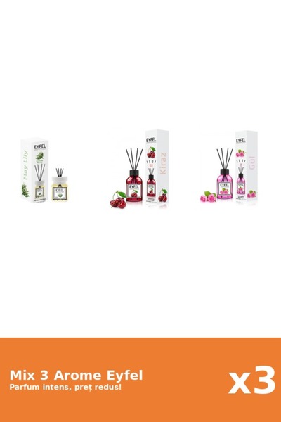 Eyfel Set 3 Mix Eyfel: 1x Cirese, 1x Lacramioare, 1x Trandafir