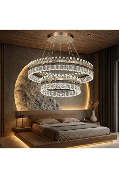 AURA LIGHTING LQ146 30x50 Model Kristal Cam Taşlı Kumandalı 3 Renk LED Modern...