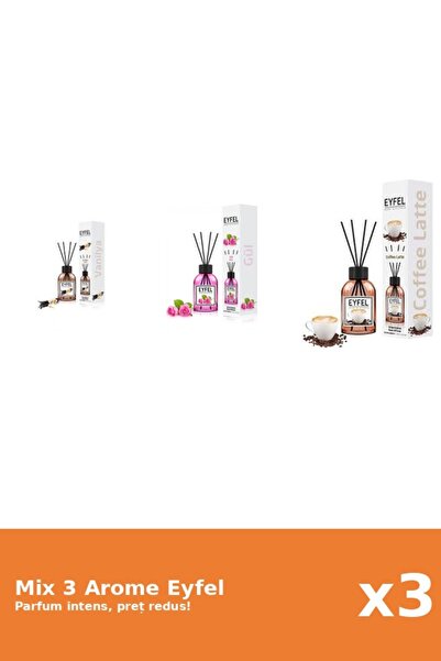 Eyfel Set 3 Mix Eyfel: 1x Cafea, 1x Trandafir, 1x Vanilie