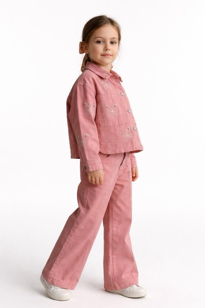 Alvadonna SET DUBĂLĂ PENTRU FĂRĂTĂ CU DETALII DE STONE PE JACETĂ DENIM