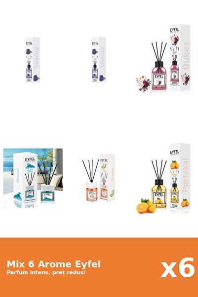 Eyfel Set 6 Mix Eyfel: 1x Acacia, 1x Bouquet, 1x Ocean, 1x Portocala, 2x Zambile