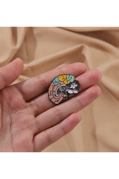Prof Renkli Beyin Şeklinde Medikal Broş