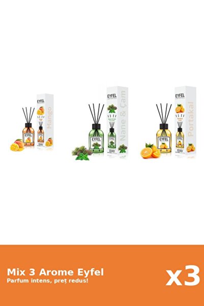 Eyfel Set 3 Mix Eyfel: 1x Mango, 1x Pin Si Menta, 1x Portocala