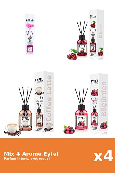 Eyfel Set 4 Mix Eyfel: 1x Bubble Gum, 1x Coffee, 1x Cherries, 1x Berries