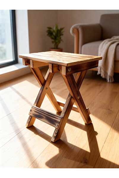 Ceritoğlu AHŞAP ÇAM KATLANABİLİR TABURE-GÜÇLÜ-SAĞLAM-ŞIK-MODERN 39x32,5x25.5 cm