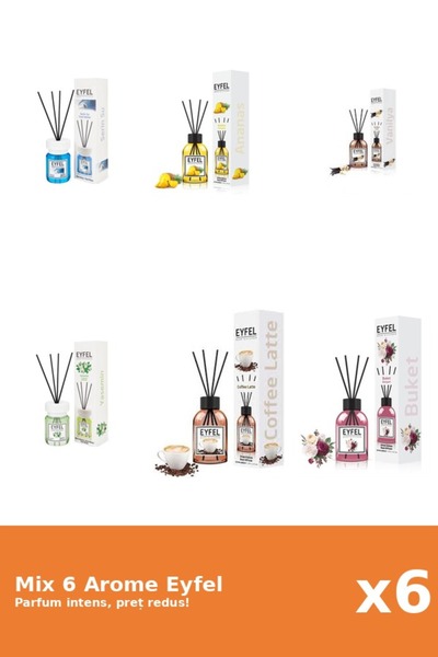 Eyfel Set 6 Mix Eyfel: 1x Ananas, 1x Bouquet, 1x Cafea, 1x Cool Water, 1x Ias...