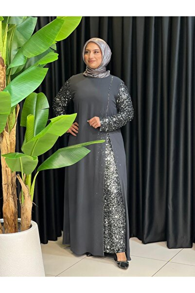 Butik büyük beden Luxury Evening Dress with Slit Front