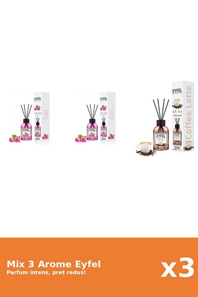 Eyfel Set 3 Mix Eyfel: 1x Cafea, 2x Trandafir