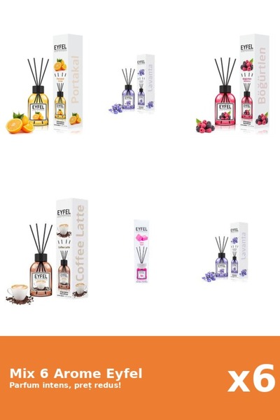 Eyfel Set 6 Mix Eyfel: 1x Bubble Gum, 1x Cafea, 1x Fructe De Padure, 2x Lavan...