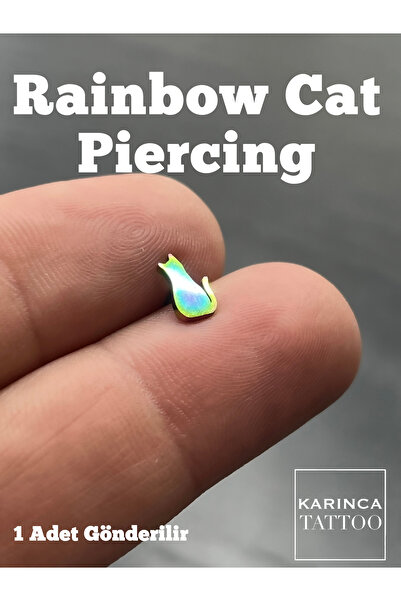 Karınca Piercing Rainbow Cat Piercing Kedi Gökkuşağı Renkli Piercing Standart...