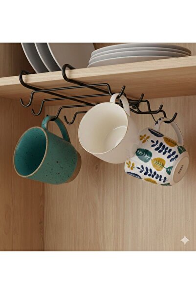 UG Home Suport pentru căni și pahare din metal negru cu 10 cârlige, cu cârlig...